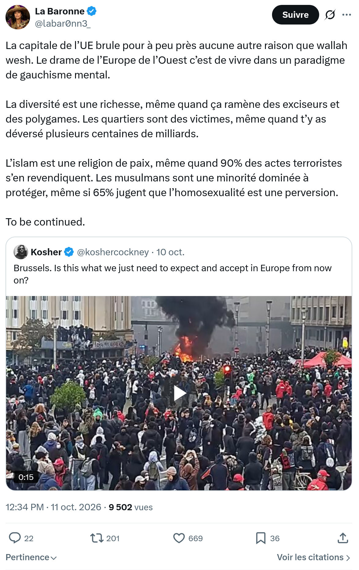 La Baronne: La capitale de l’UE brule...