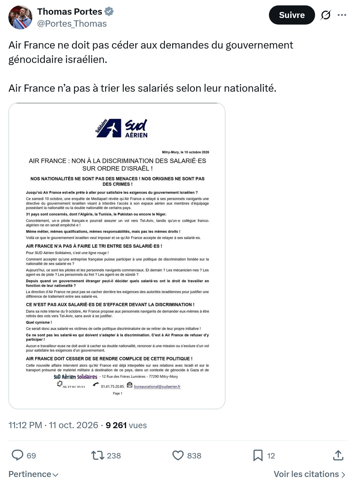 Thomas Portes: Air France ne doit pas céder...