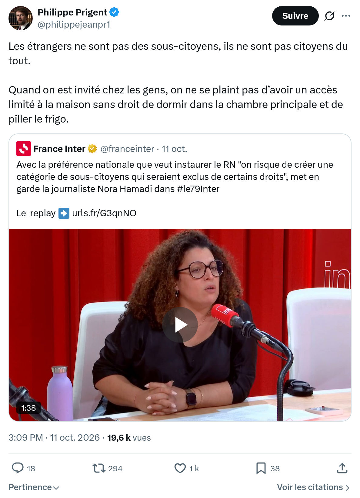 Philippe Prigent: Les étrangers ne sont pas...