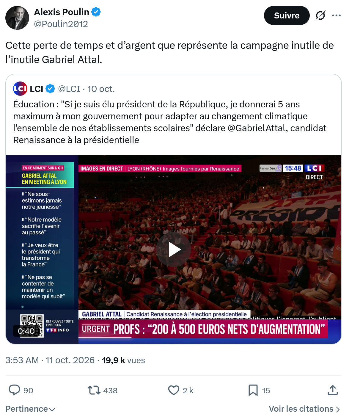 Alexis Poulin: Cette perte de temps et d’argent...