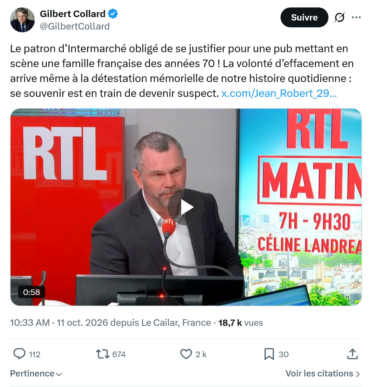 Gilbert Collard: Le patron d’Intermarché obligé...