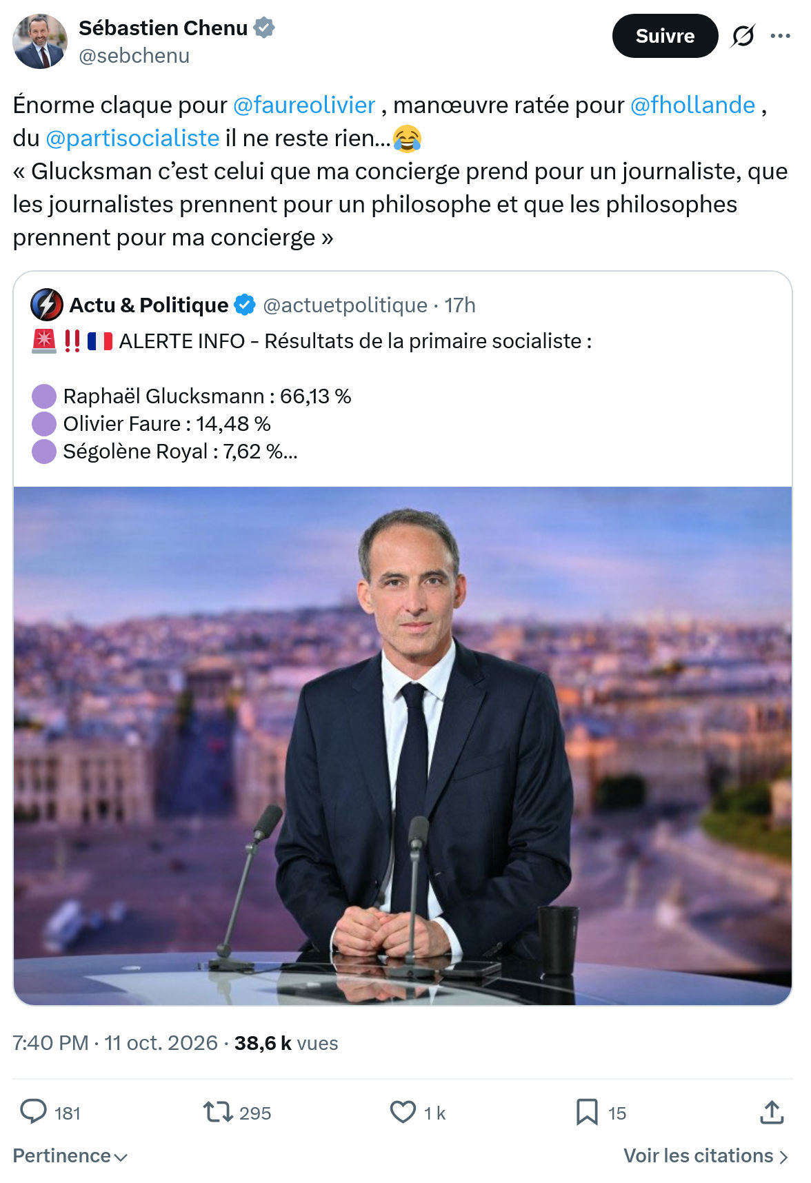 Sébastien Chenu: Énorme claque pour...