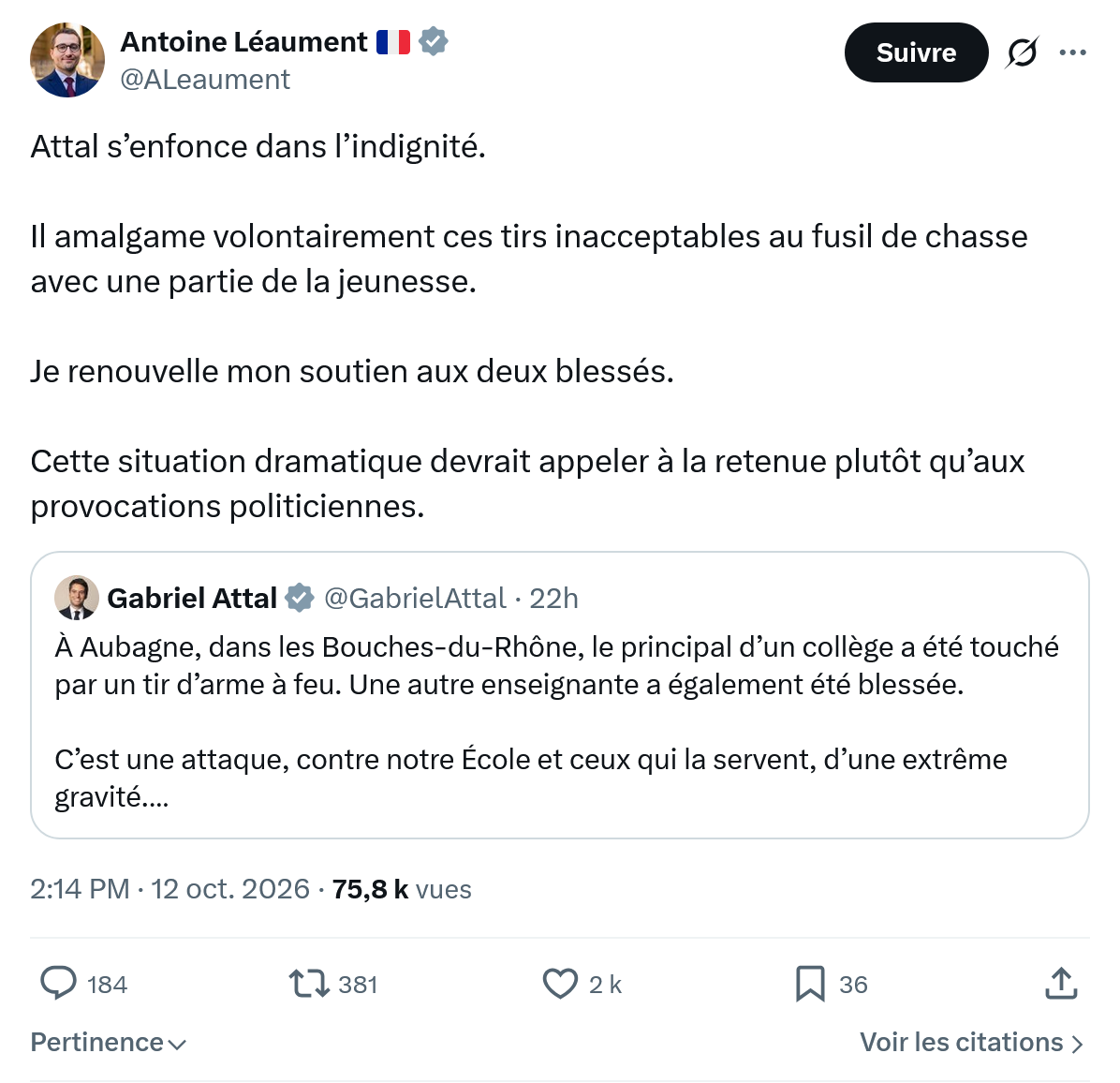 Antoine Léaument: Attal s’enfonce dans l’indignité...