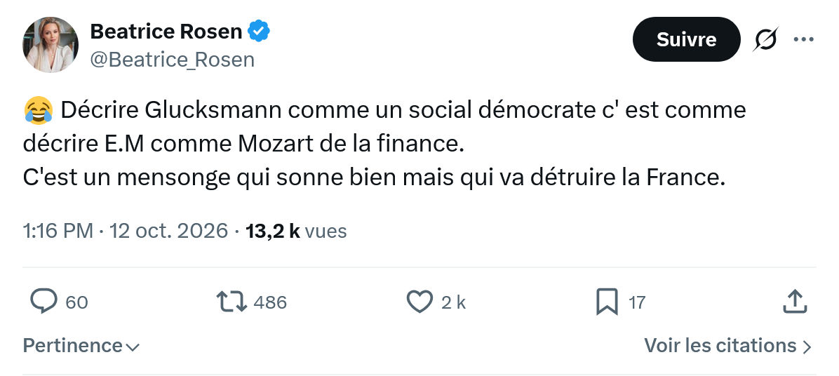 Béatrice Rosen: Décrire Glucksmann comme...