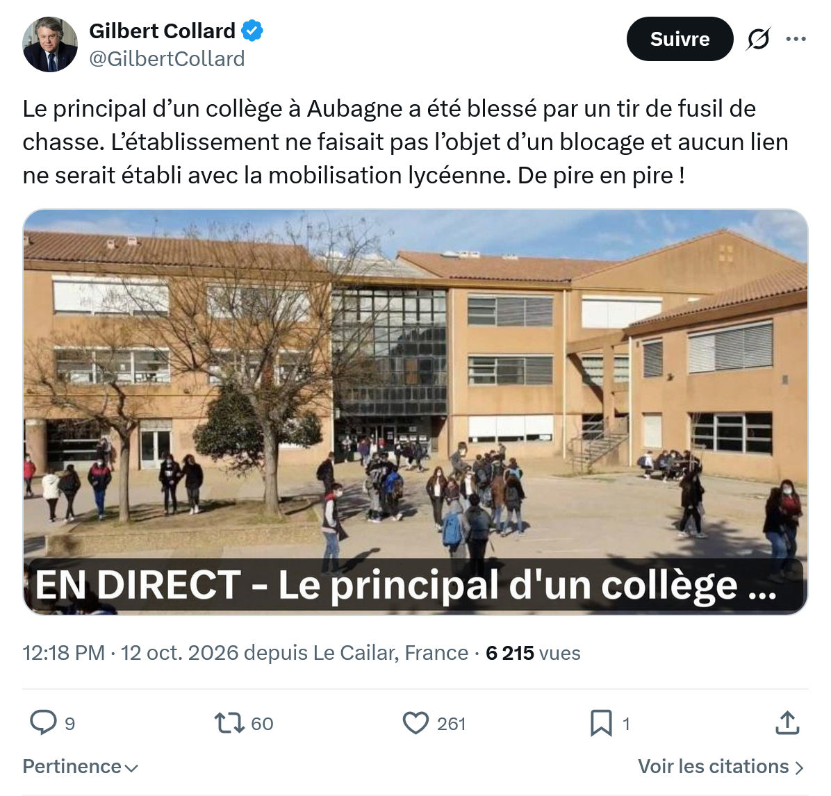 Gilbert Collard: Le principal d’un collège...