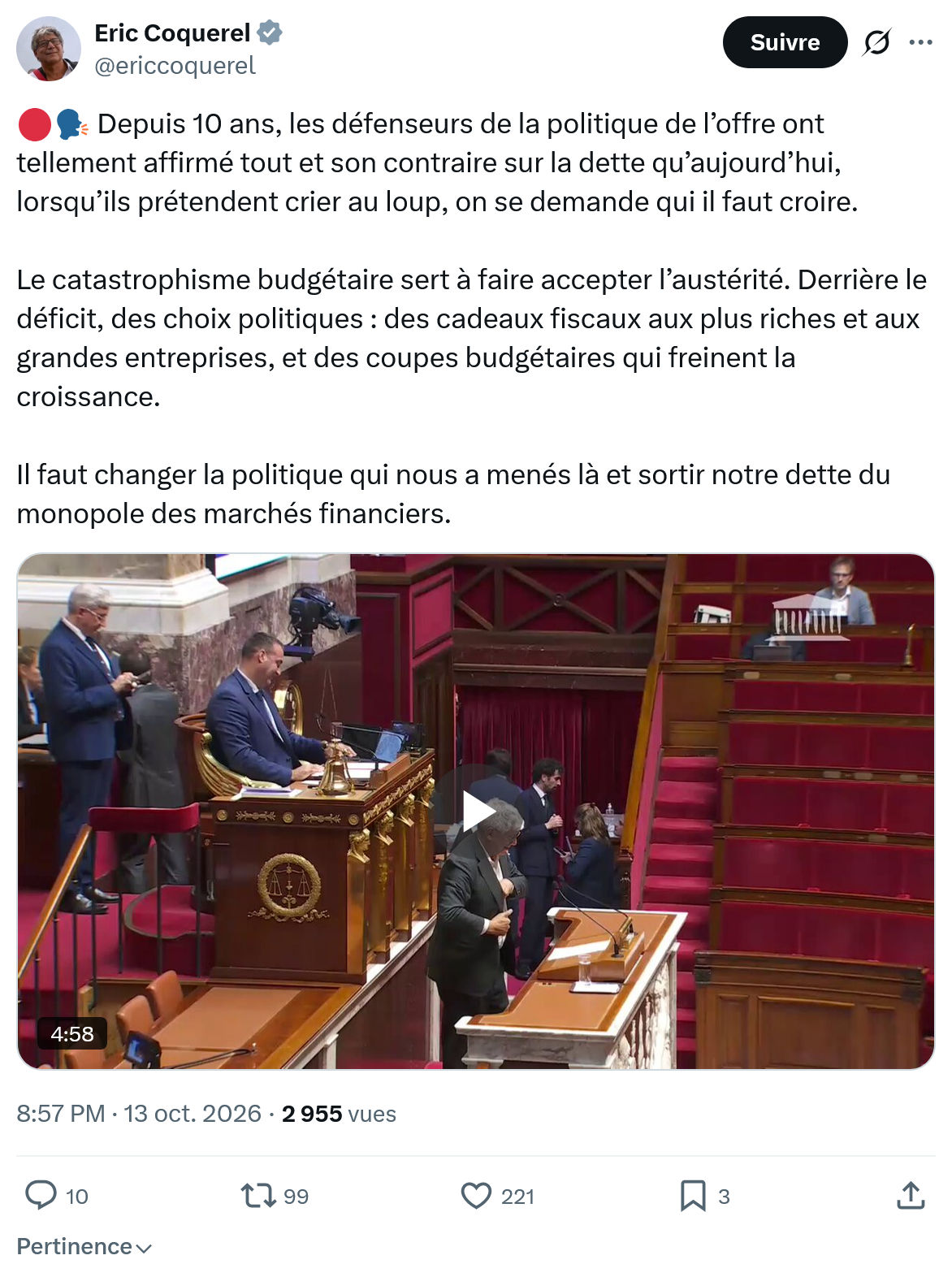 Eric Coquerel: Depuis 10 ans, les défenseurs...