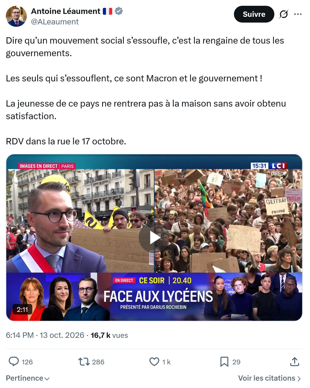 Antoine Léaument: Dire qu’un mouvement...