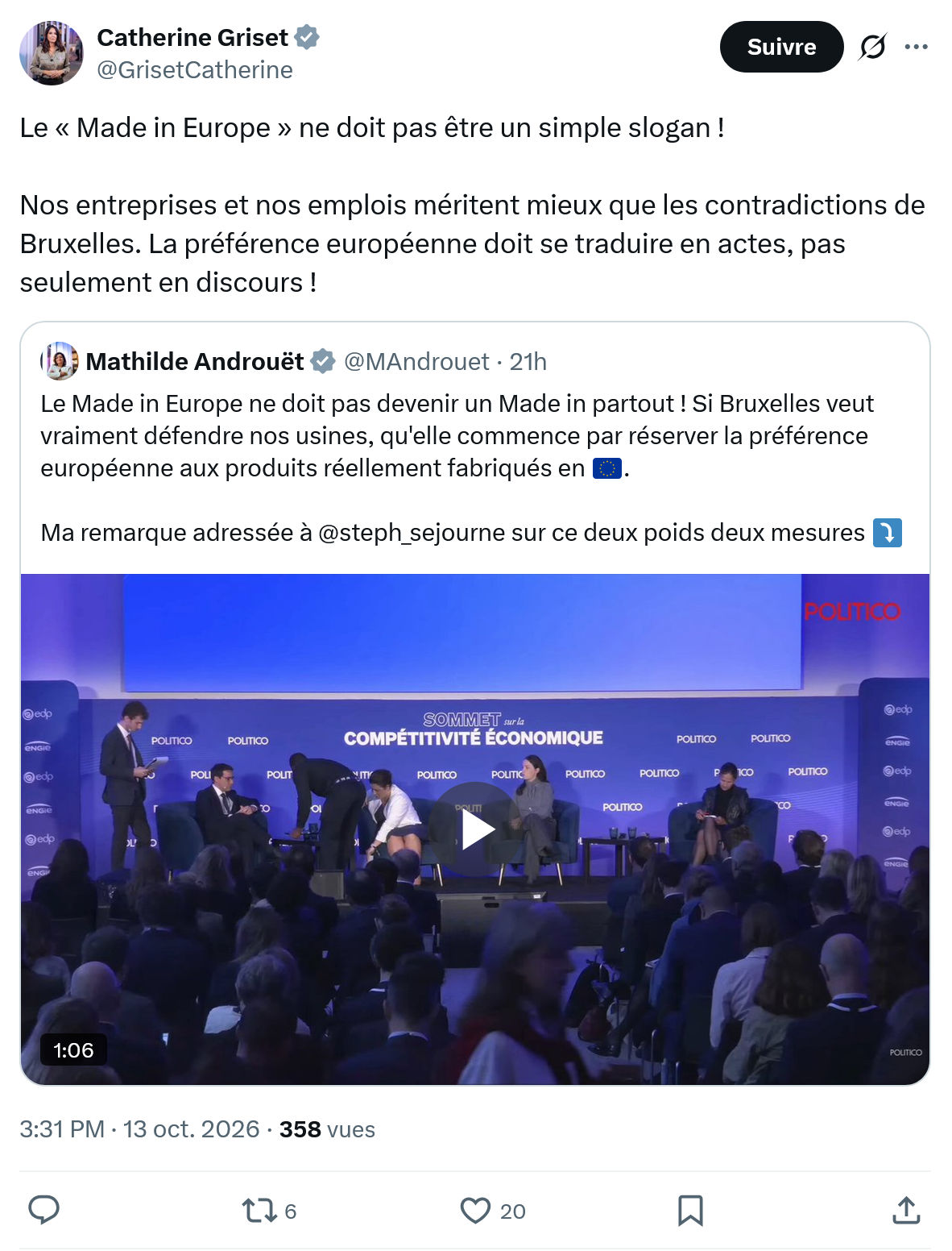 Catherine Griset: Le « Made in Europe » ne doit pas...