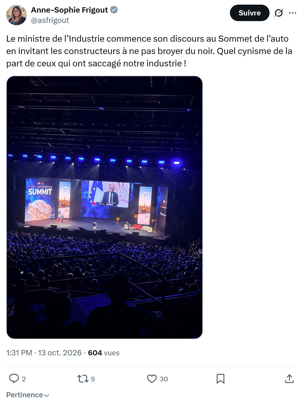 Anne-Sophie Frigout: Le ministre de l’Industrie commence...