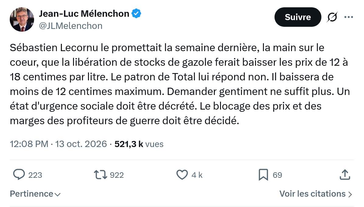 Jean-Luc Mélenchon: Sébastien Lecornu le promettait...
