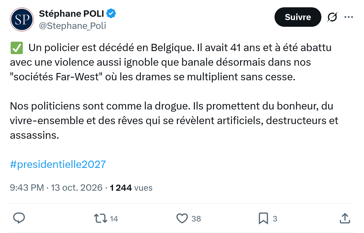 Stephane Poli: Un policier est décédé...