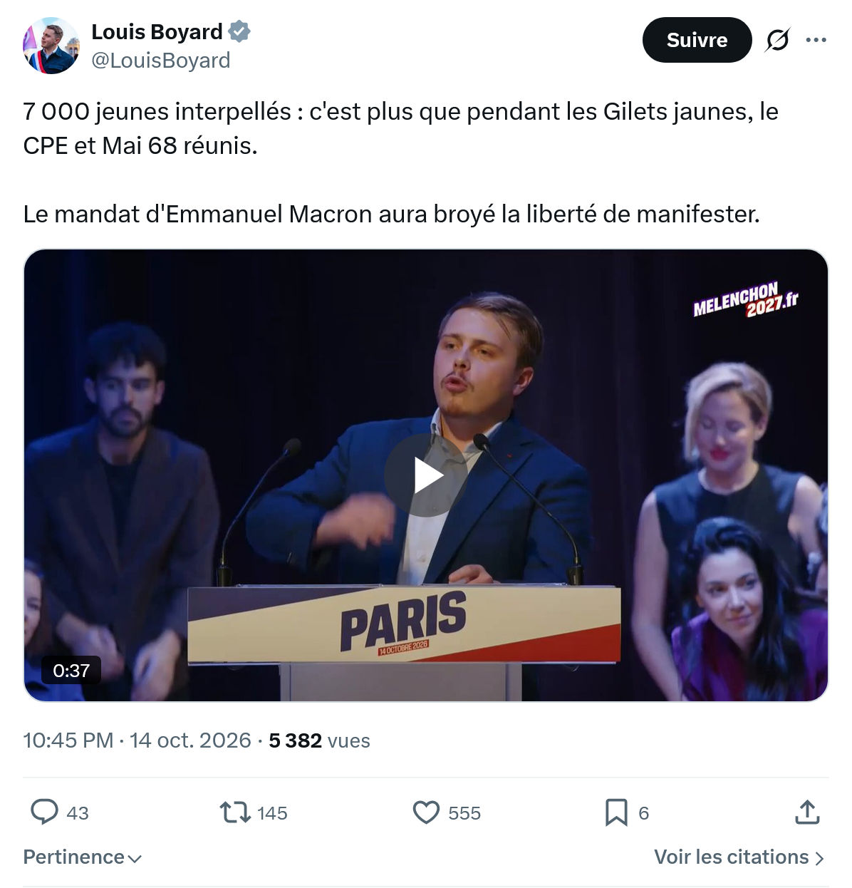 Louis Boyard: 7 000 jeunes interpellés...