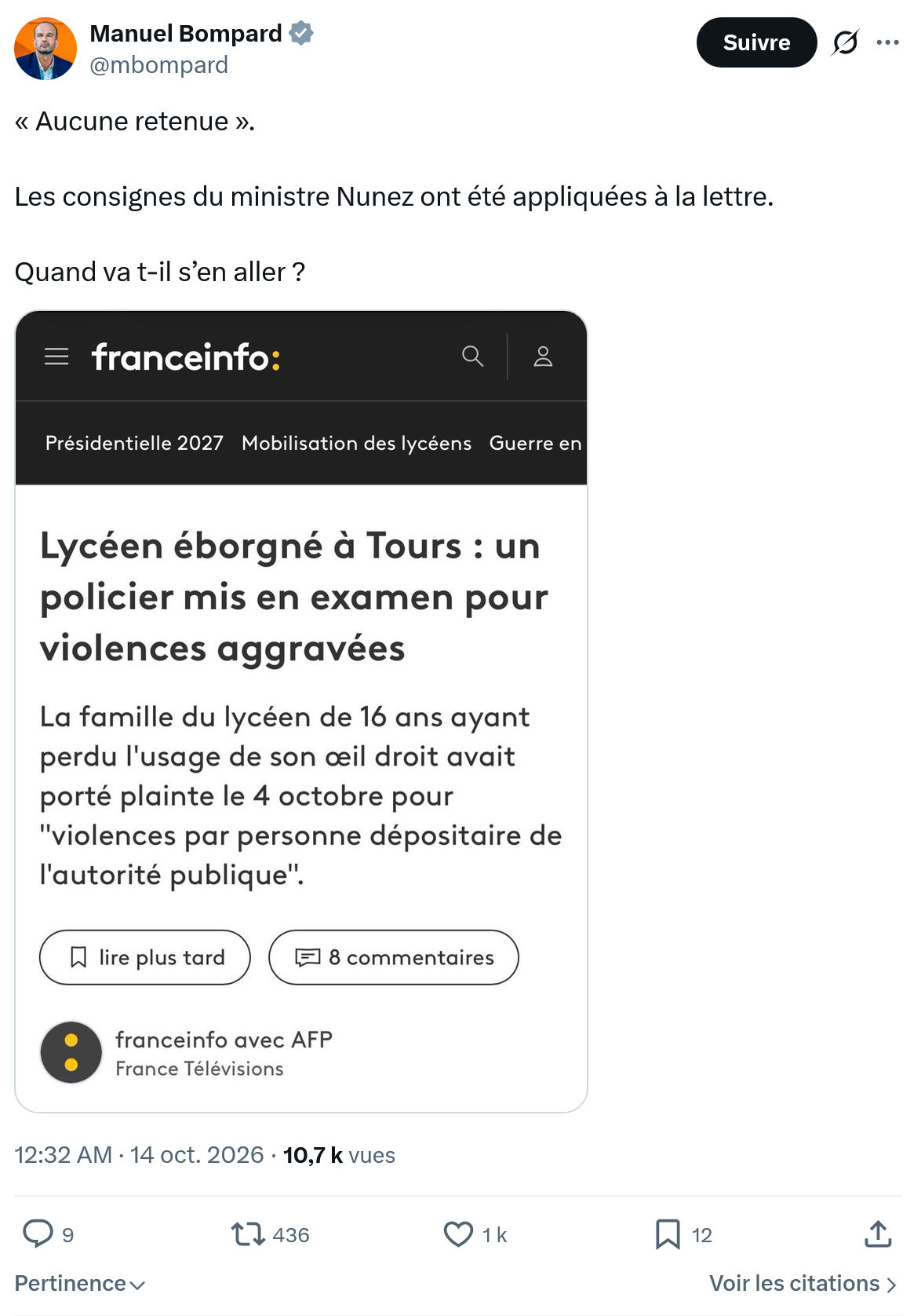 Manuel Bompard: Les consignes du ministre...