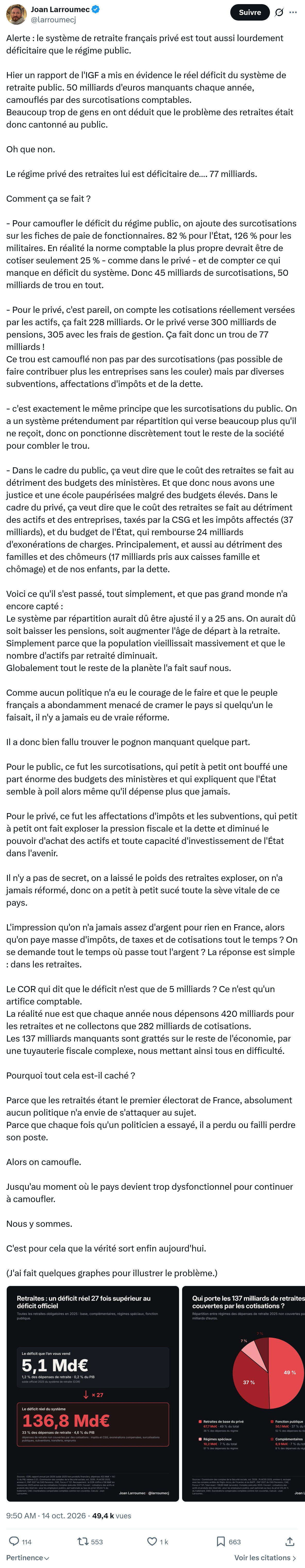 Joan Larroumec: Alerte : le système de retraite...