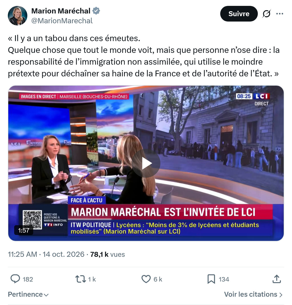 Marion Maréchal- Le Pen: « Il y a un tabou dans ces émeutes...