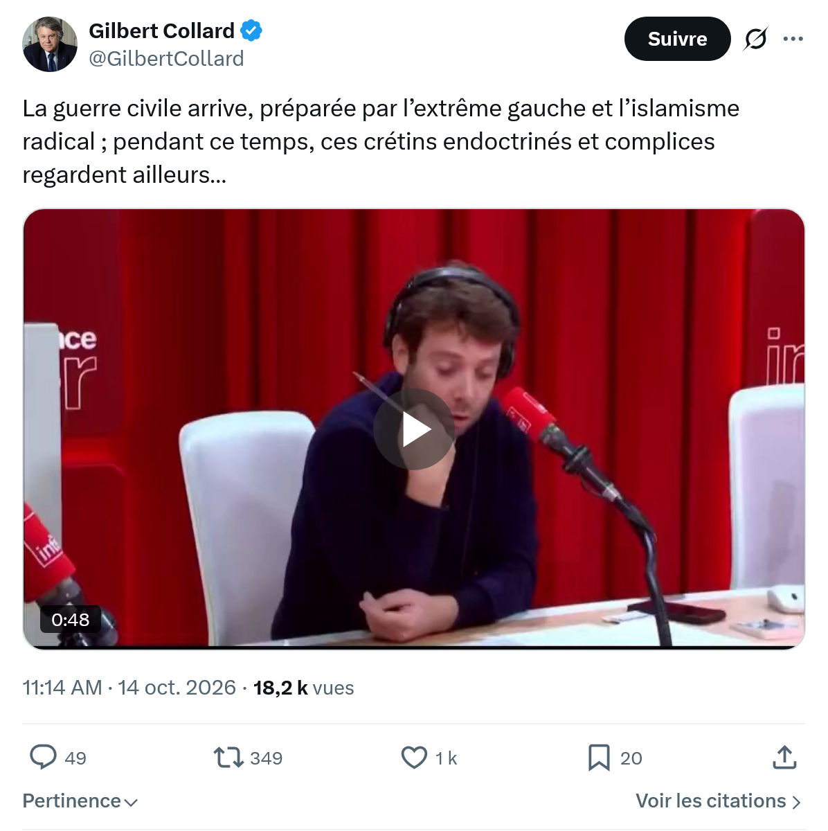 Gilbert Collard: La guerre civile arrive...