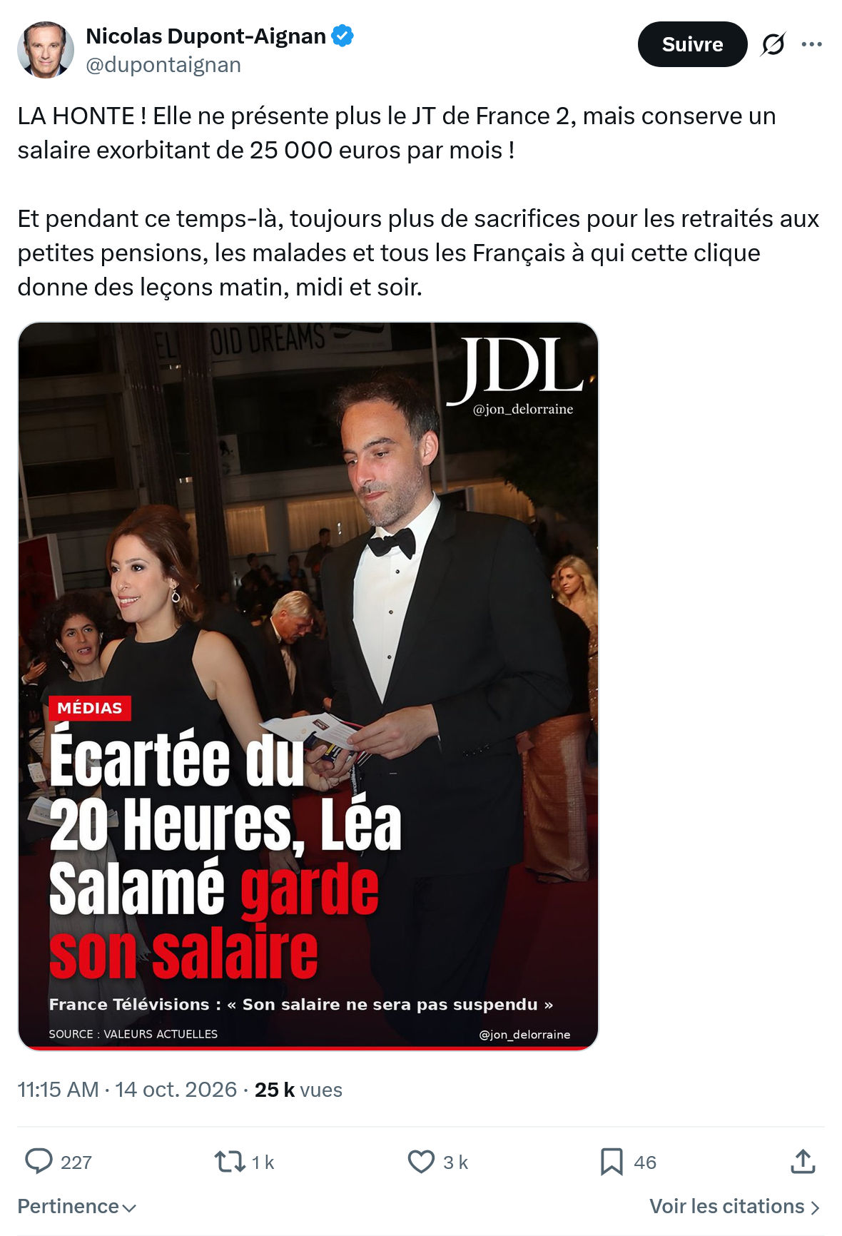 Nicolas Dupont-Aignan: LA HONTE ! Elle ne présente...
