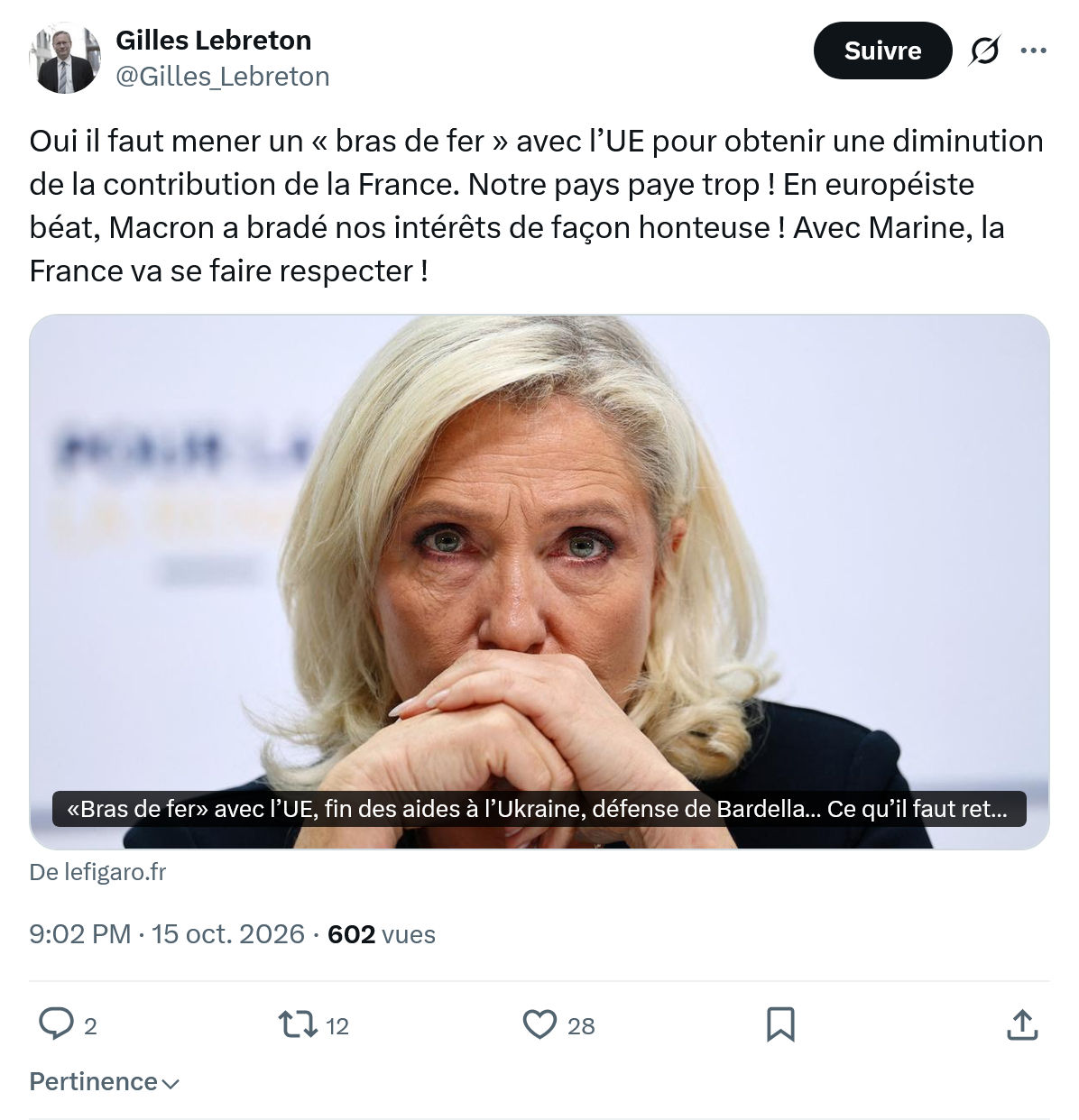 Gilles Lebreton: Oui il faut mener un « bras de fer »...