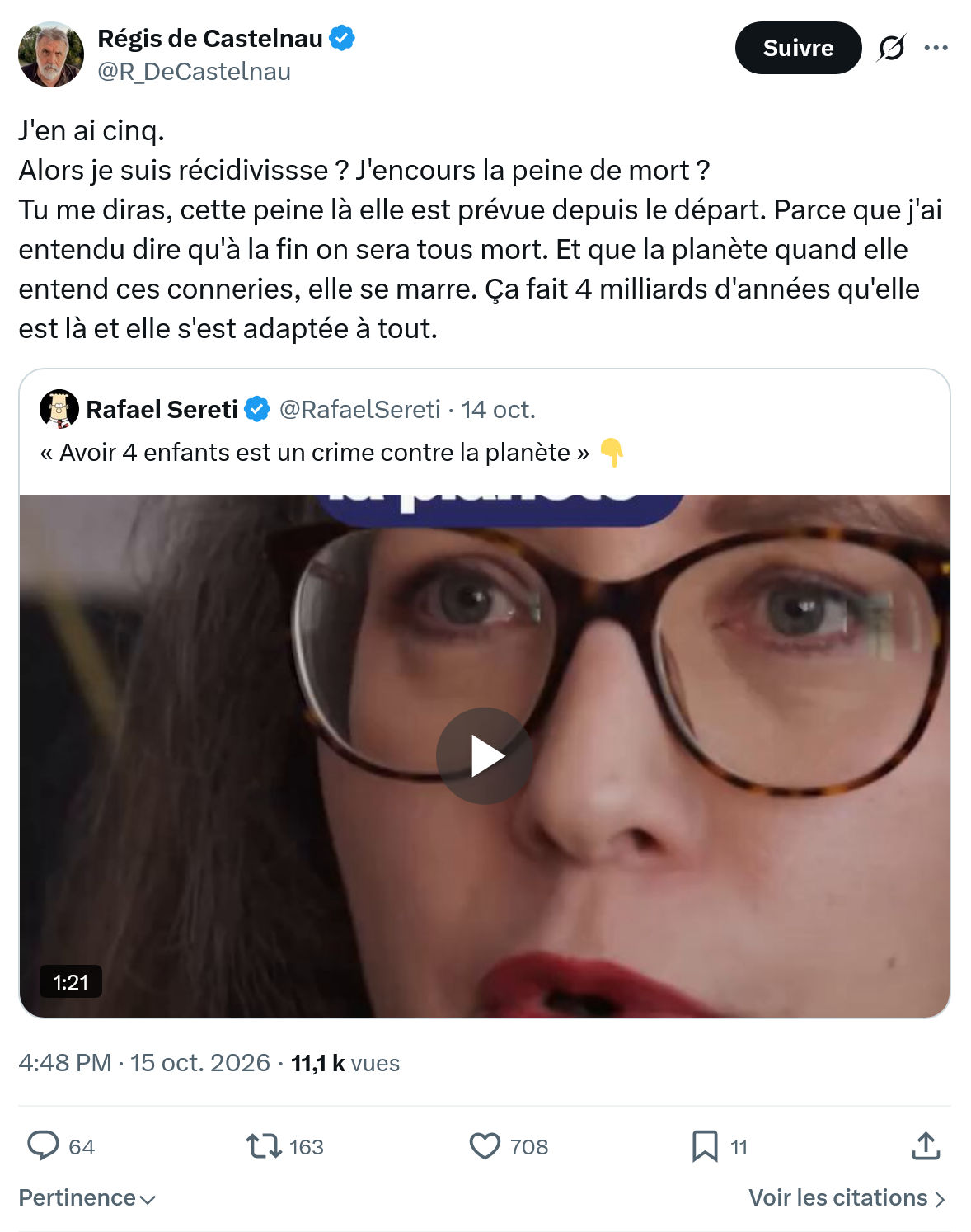 Régis de Castelnau: Alors je suis récidivissse...