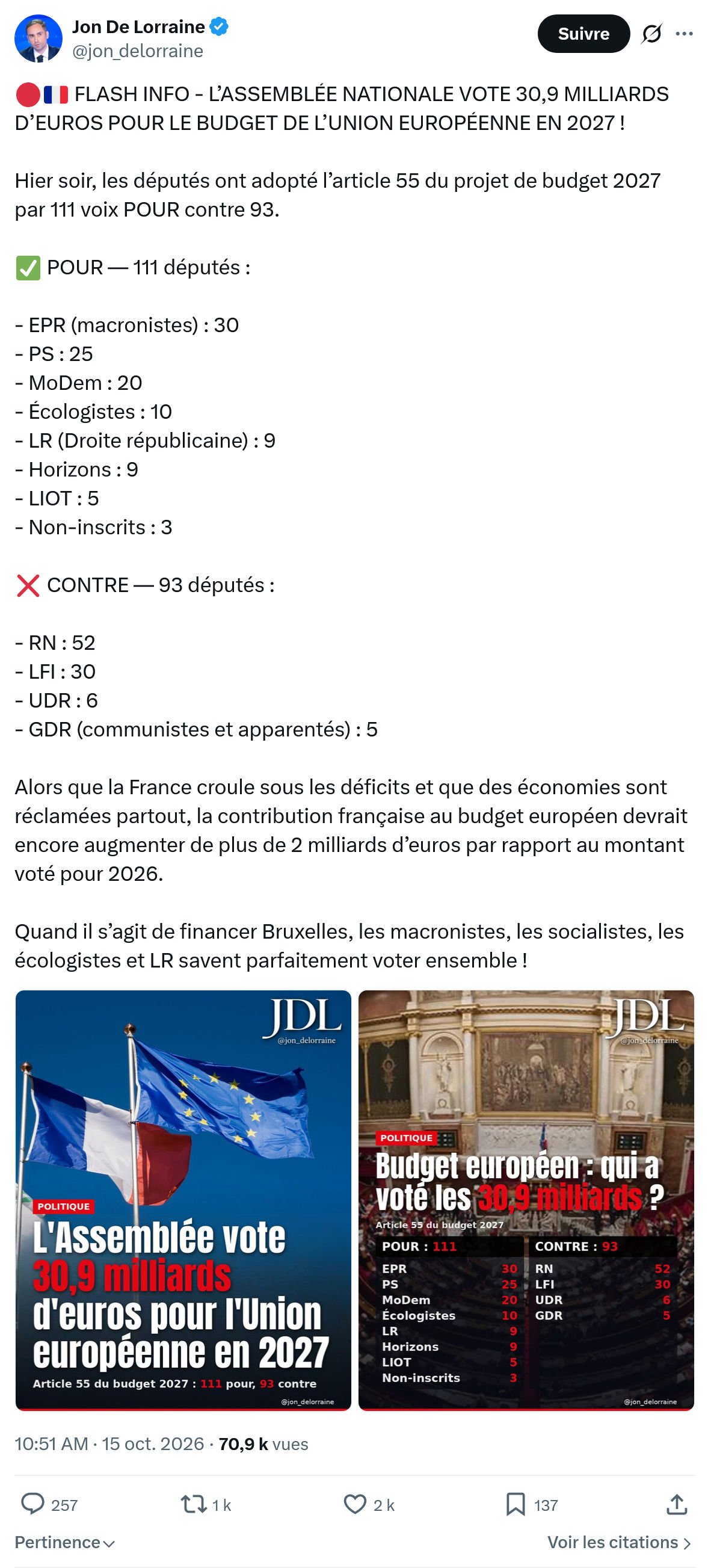 Jon De Lorraine:  FLASH INFO - L’ASSEMBLÉE...