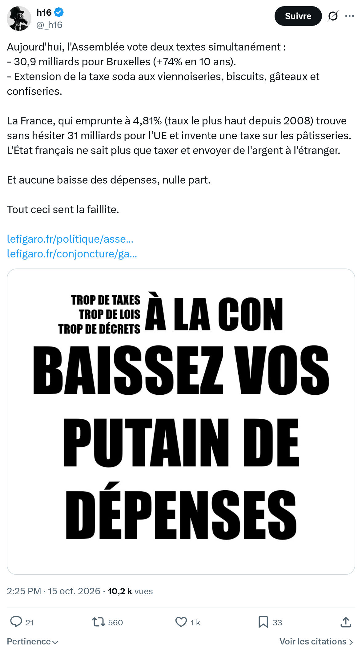 h16: Aujourd'hui, l'Assemblée...