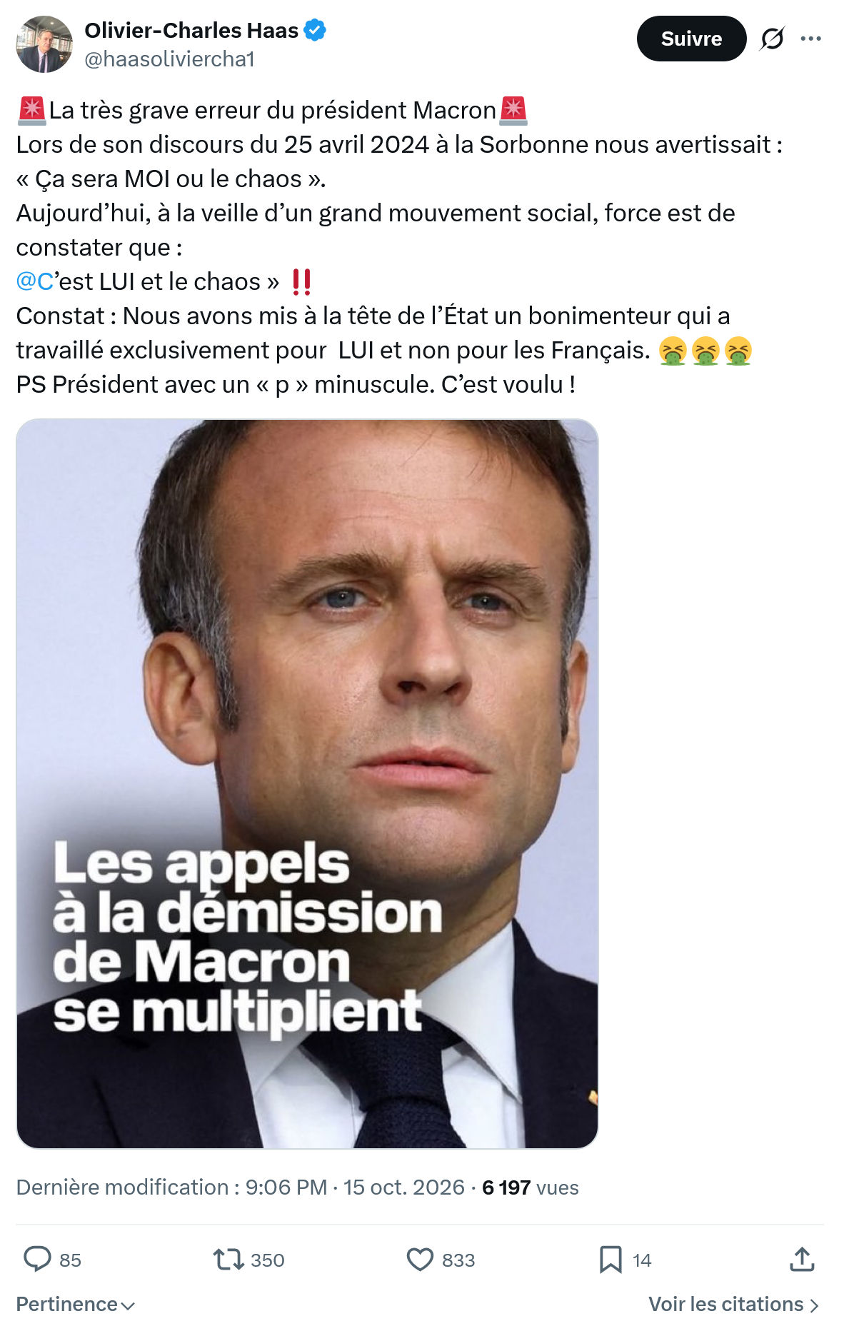 Olivier-Charles Haas: La très grave erreur du président Macron...