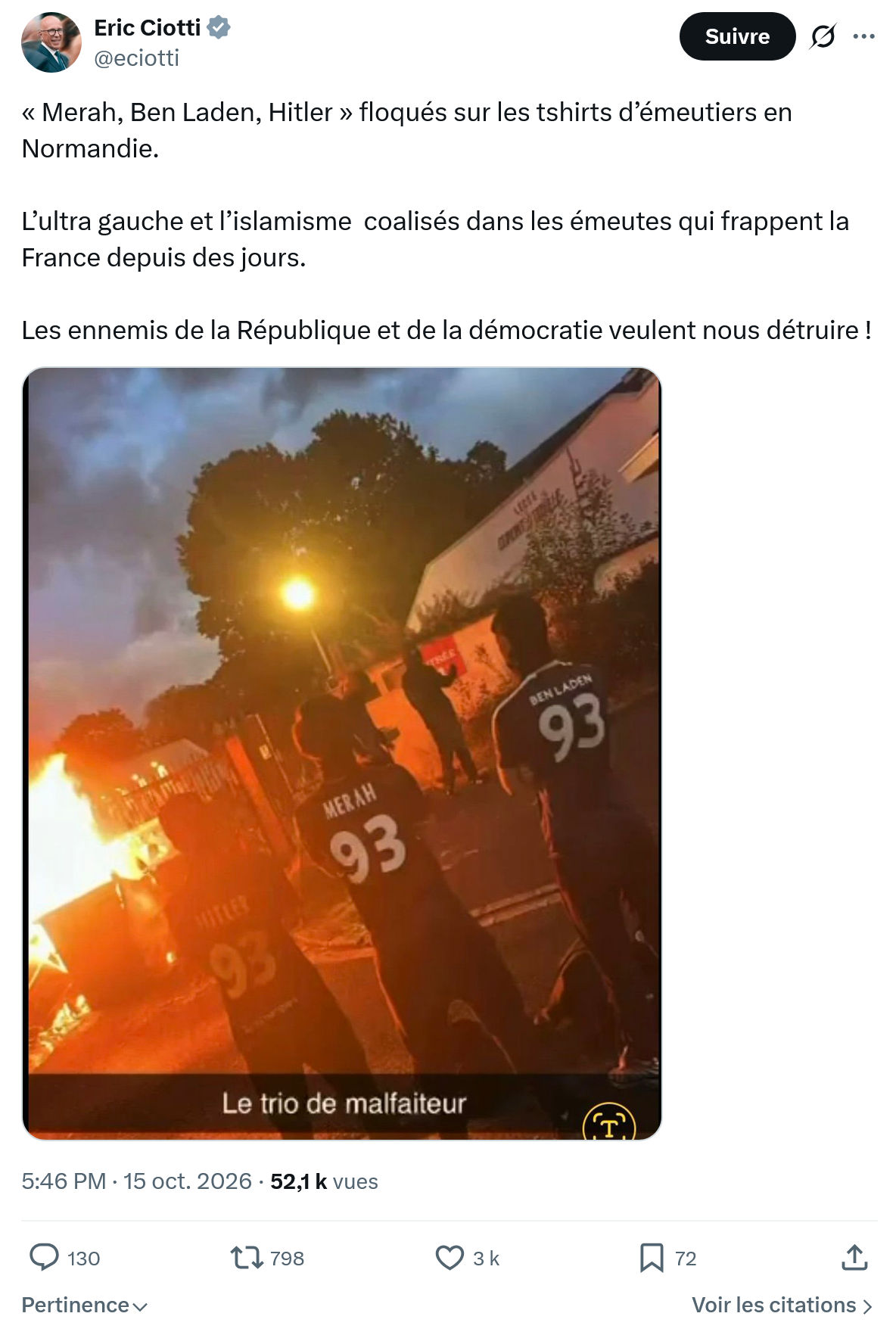 Éric Ciotti: « Merah, Ben Laden, Hitler »...