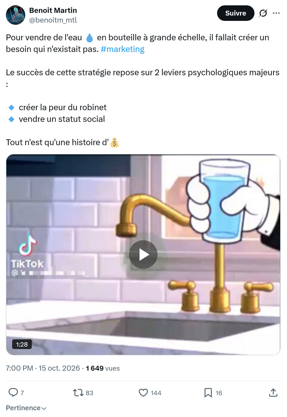 Benoît Martin: Pour vendre de l'eau...