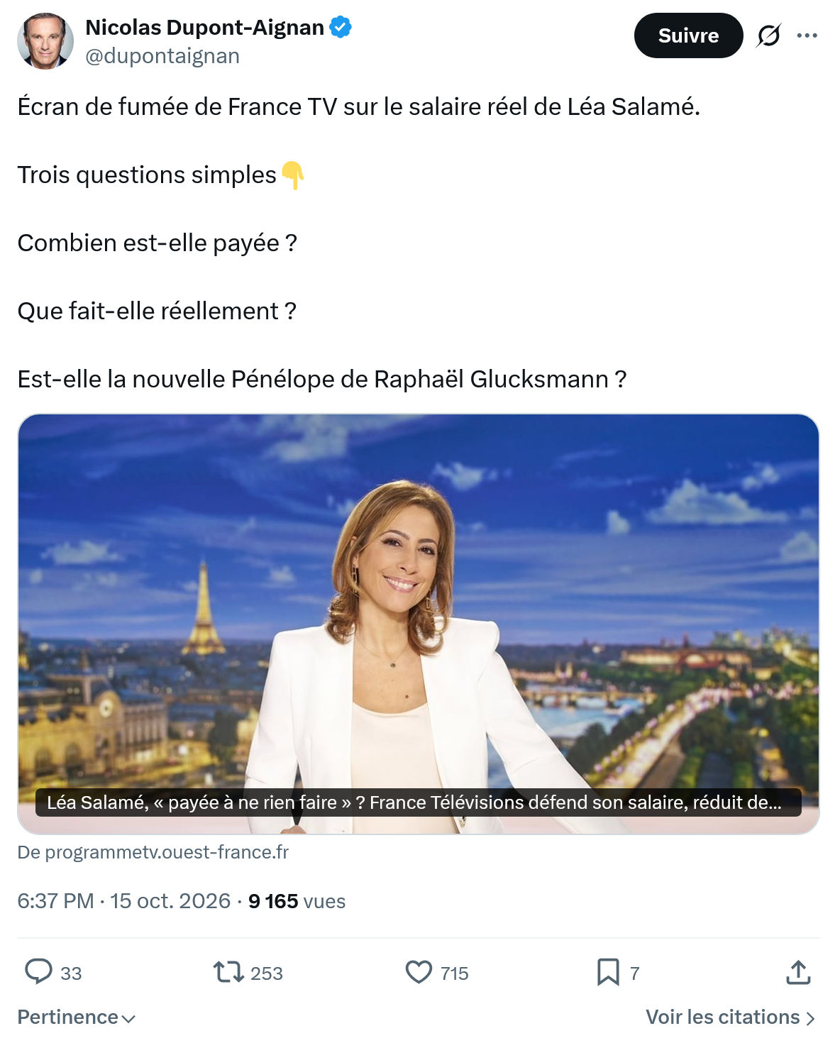Nicolas Dupont-Aignan: Écran de fumée de France...