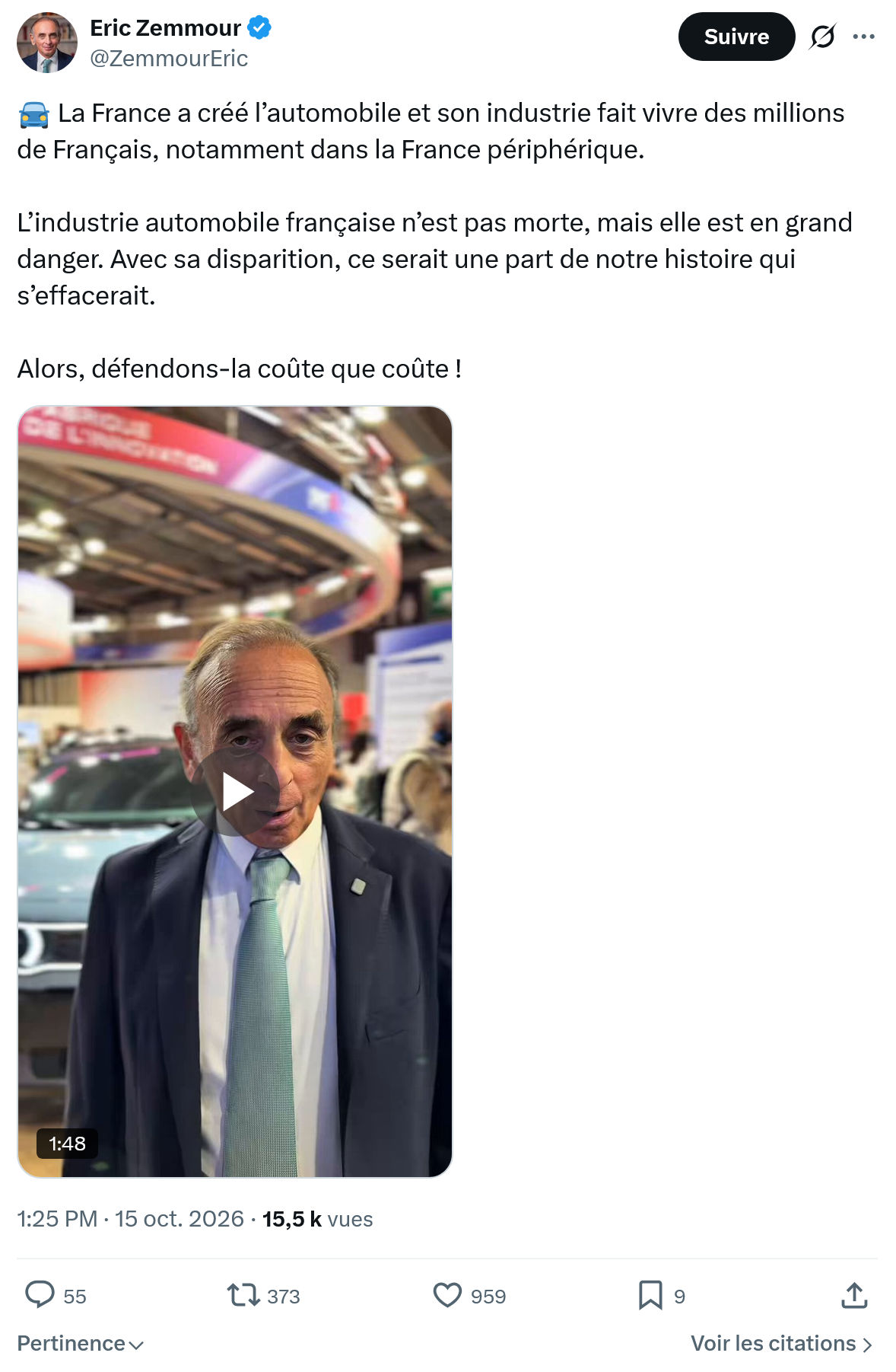 Eric Zemmour: La France a créé l’automobile...