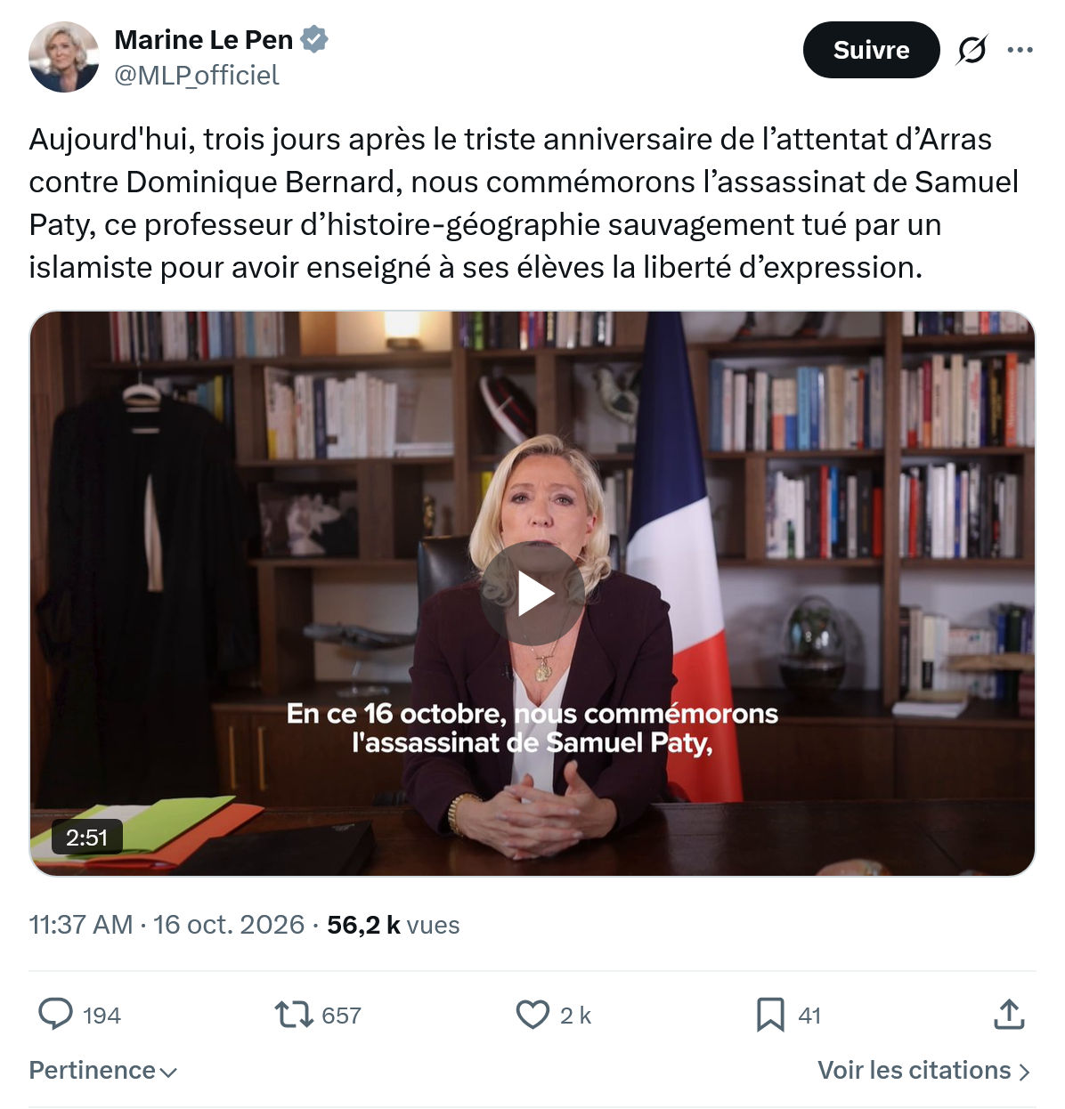 Marine Le Pen: Aujourd'hui, trois jours après...