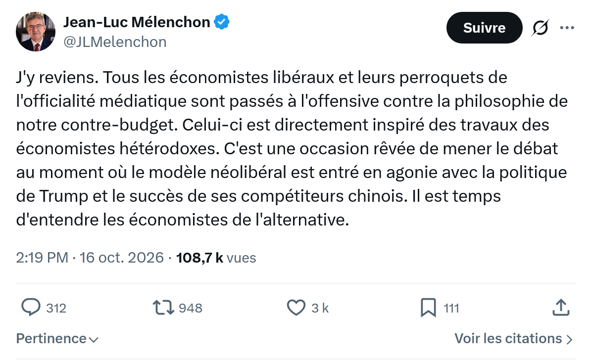 Jean-Luc Mélenchon: J'y reviens. Tous les économistes...