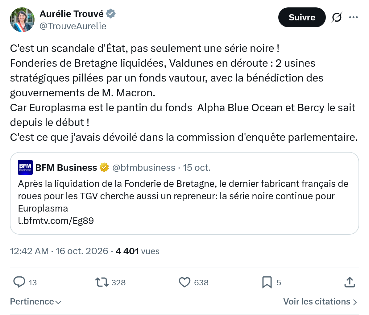 Aurélie Trouvé: C'est un scandale d'État...