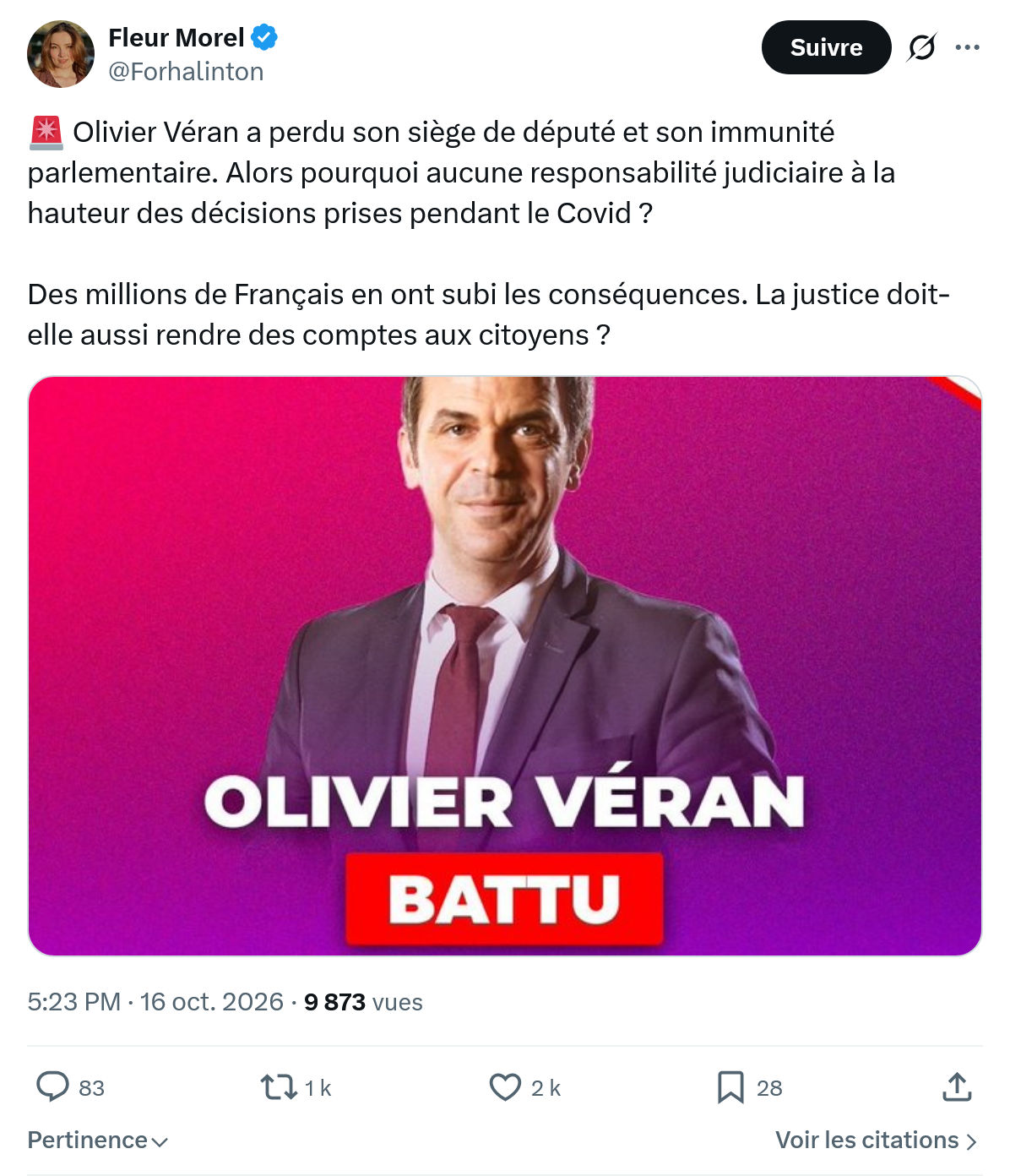 Fleur Morel: Olivier Véran a perdu son...