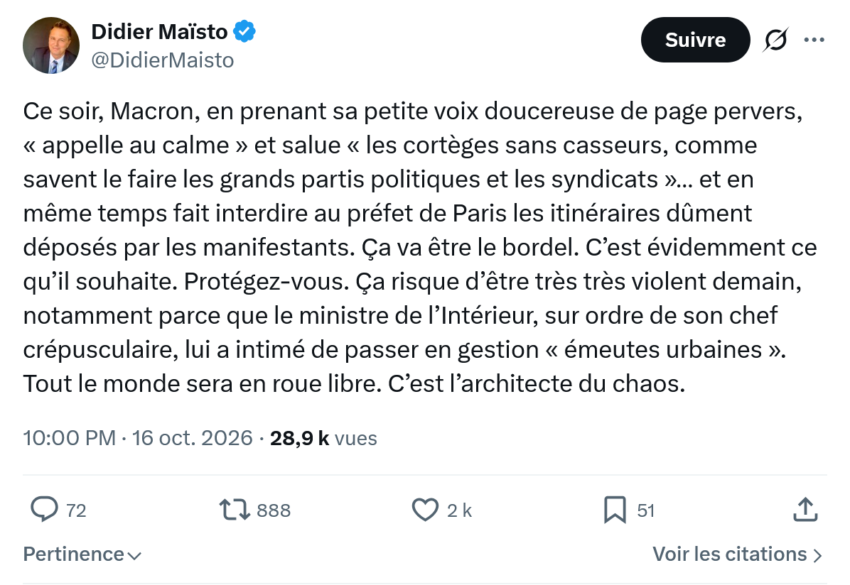 Didier Maïsto: Ce soir, Macron, en prenant...
