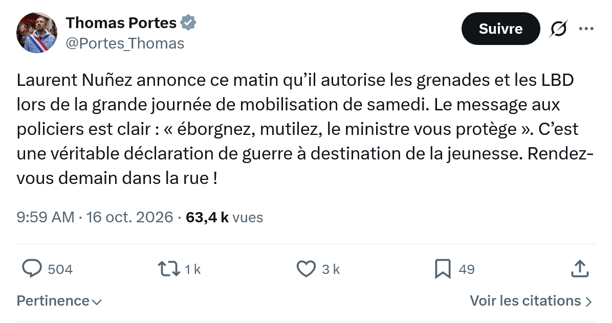 Thomas Portes: Laurent Nuñez annonce...