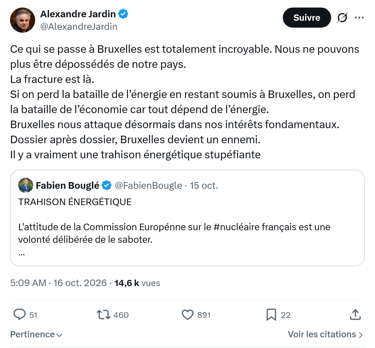 Alexandre Jardin: Ce qui se passe à Bruxelles...