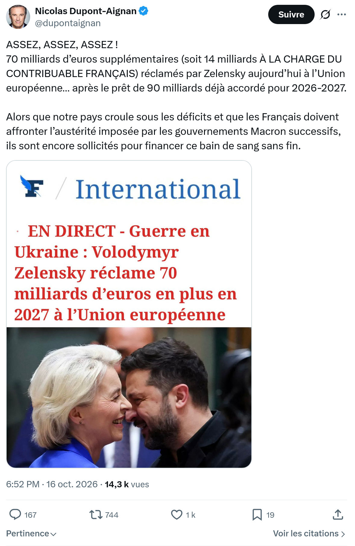 Nicolas Dupont-Aignan: 70 milliards d’euros supplémentaires...