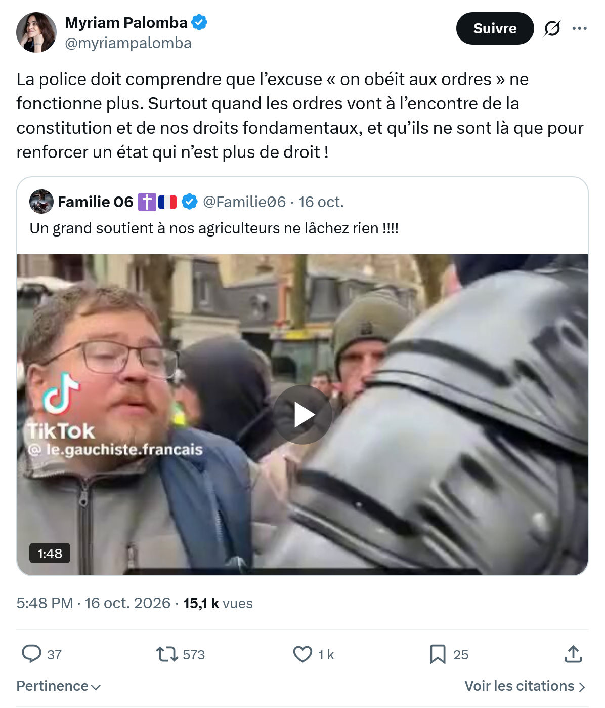 Myriam Palomba: La police doit comprendre...