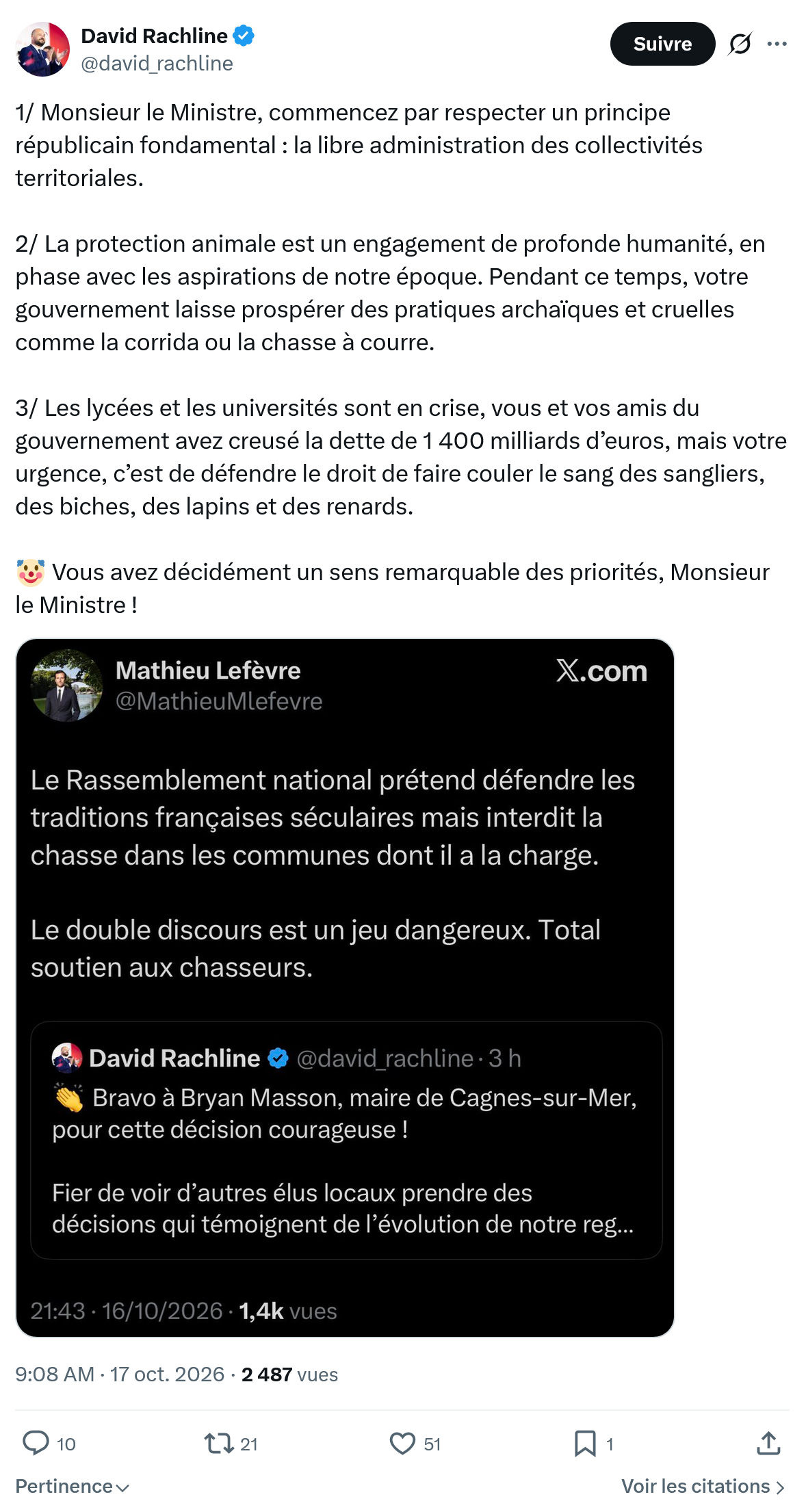 David Rachline: 1/ Monsieur le Ministre...