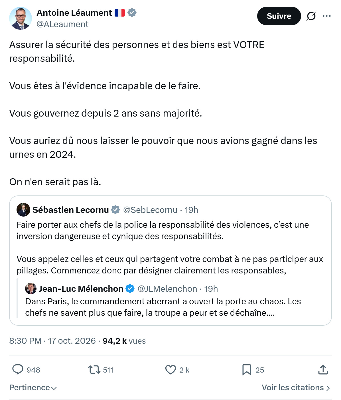 Antoine Léaument: Assurer la sécurité des personnes...