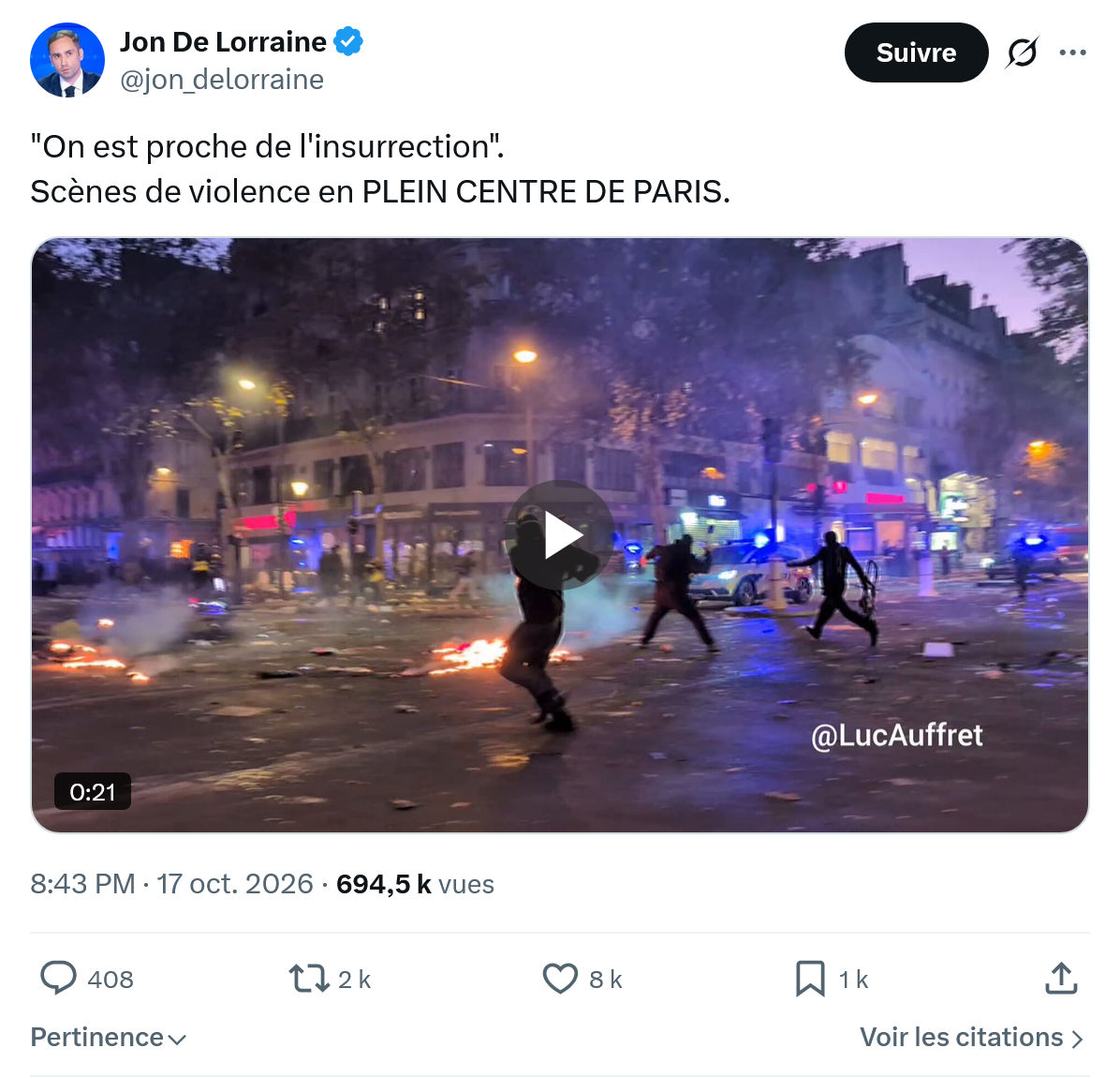 Jon De Lorraine: "On est proche de l'insurrection"...
