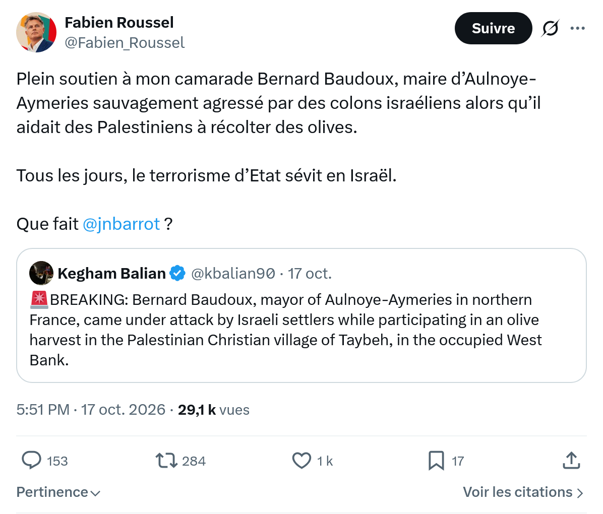 Fabien Roussel: Plein soutien à mon camarade...