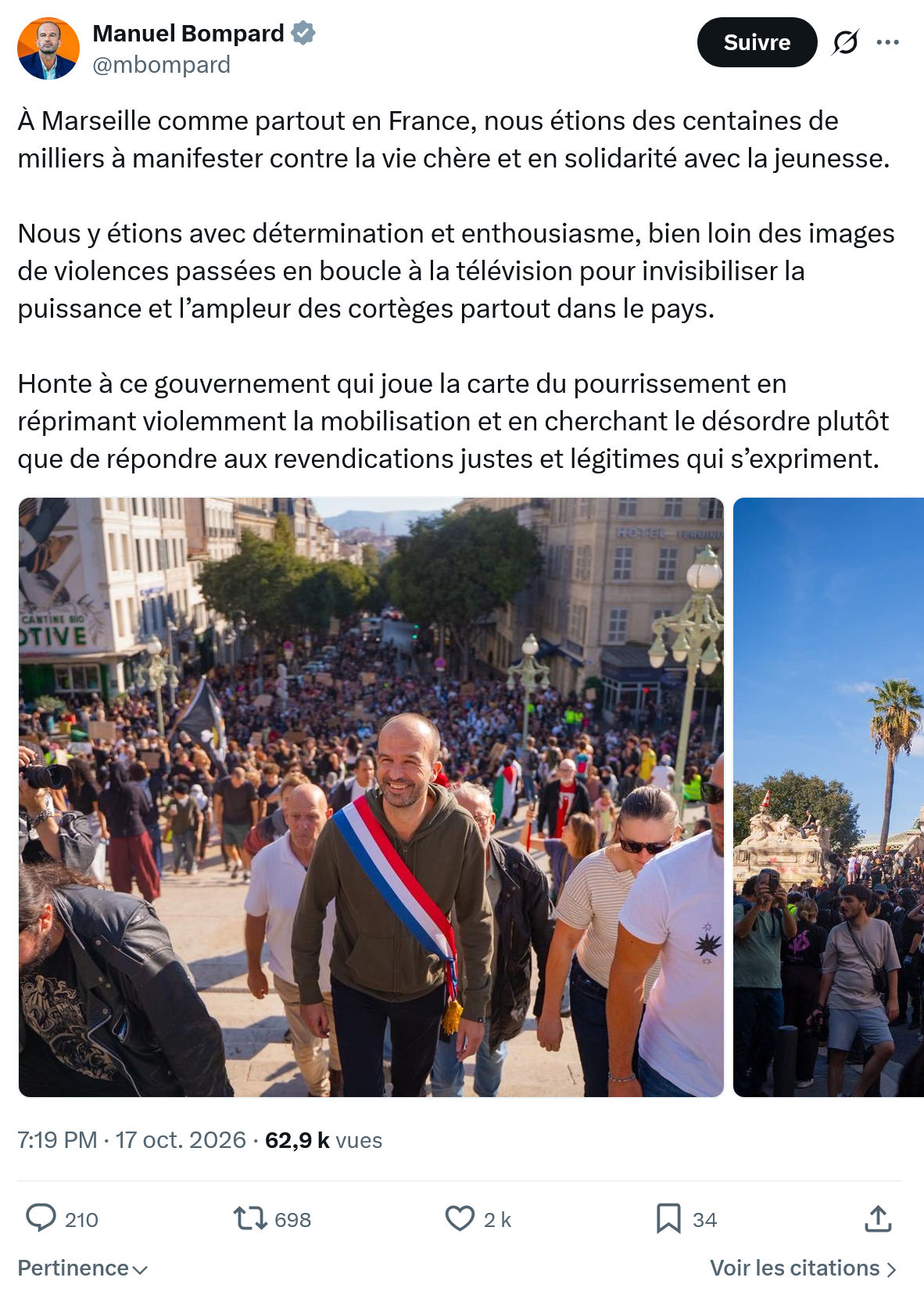 Manuel Bompard: À Marseille comme partout en France...
