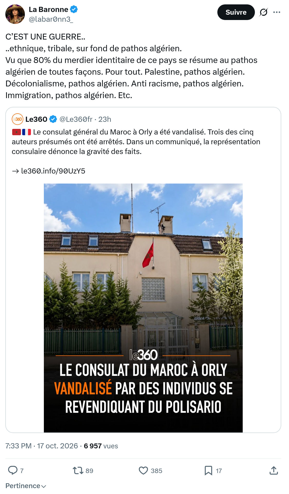La Baronne: C’EST UNE GUERRE...