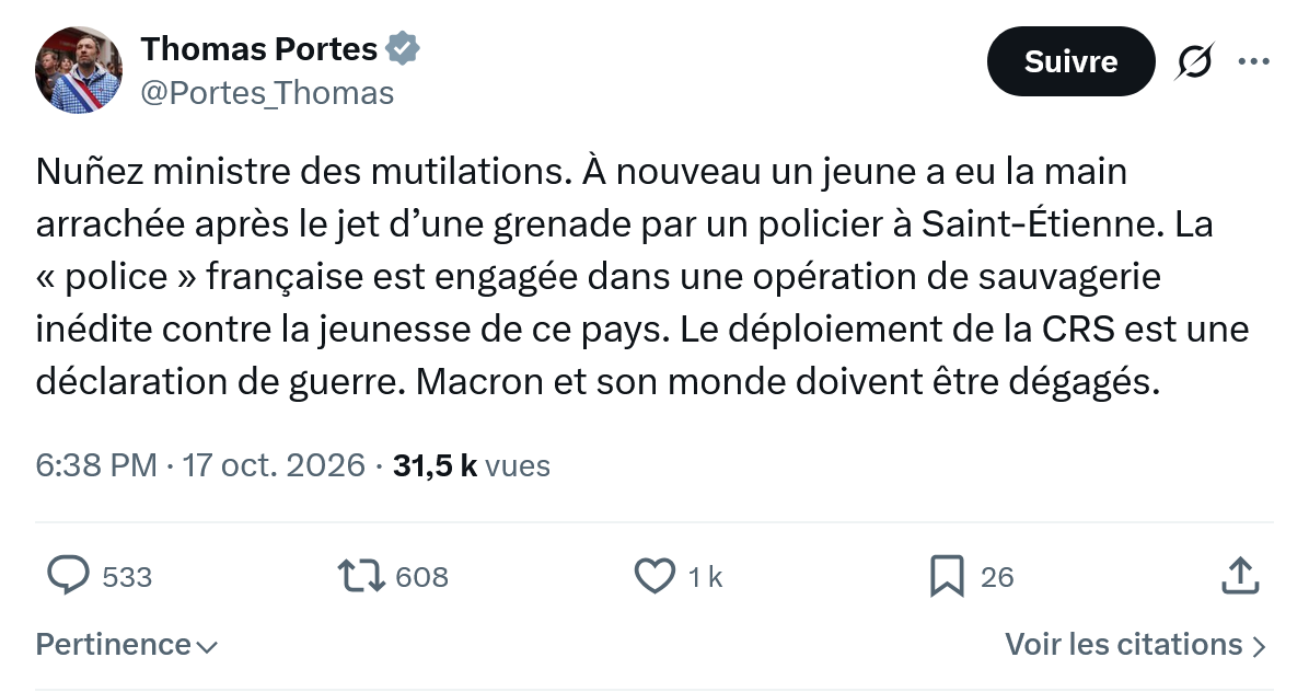 Thomas Portes: Nuñez ministre des mutilations...