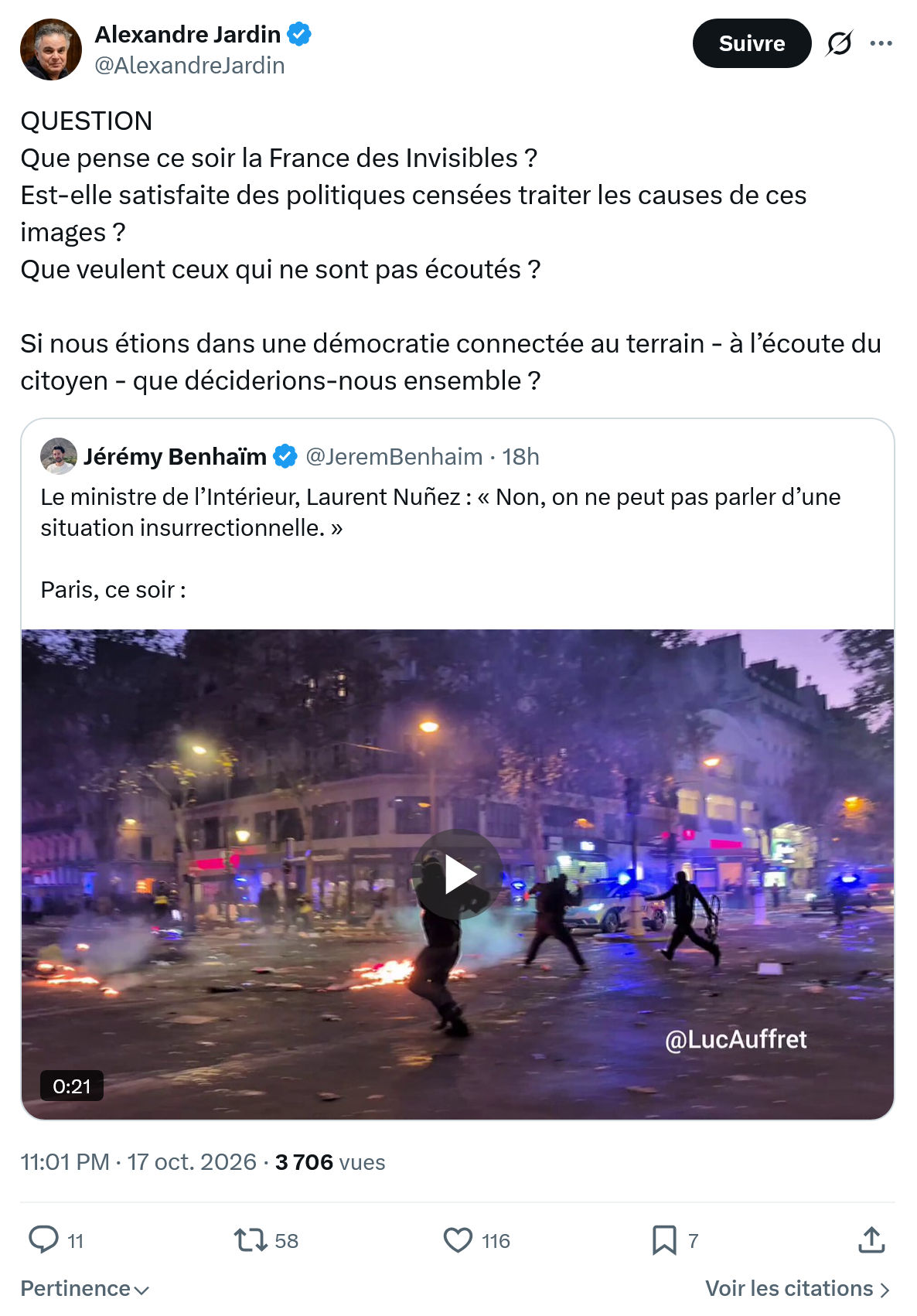 Alexandre Jardin: Que pense ce soir la France...