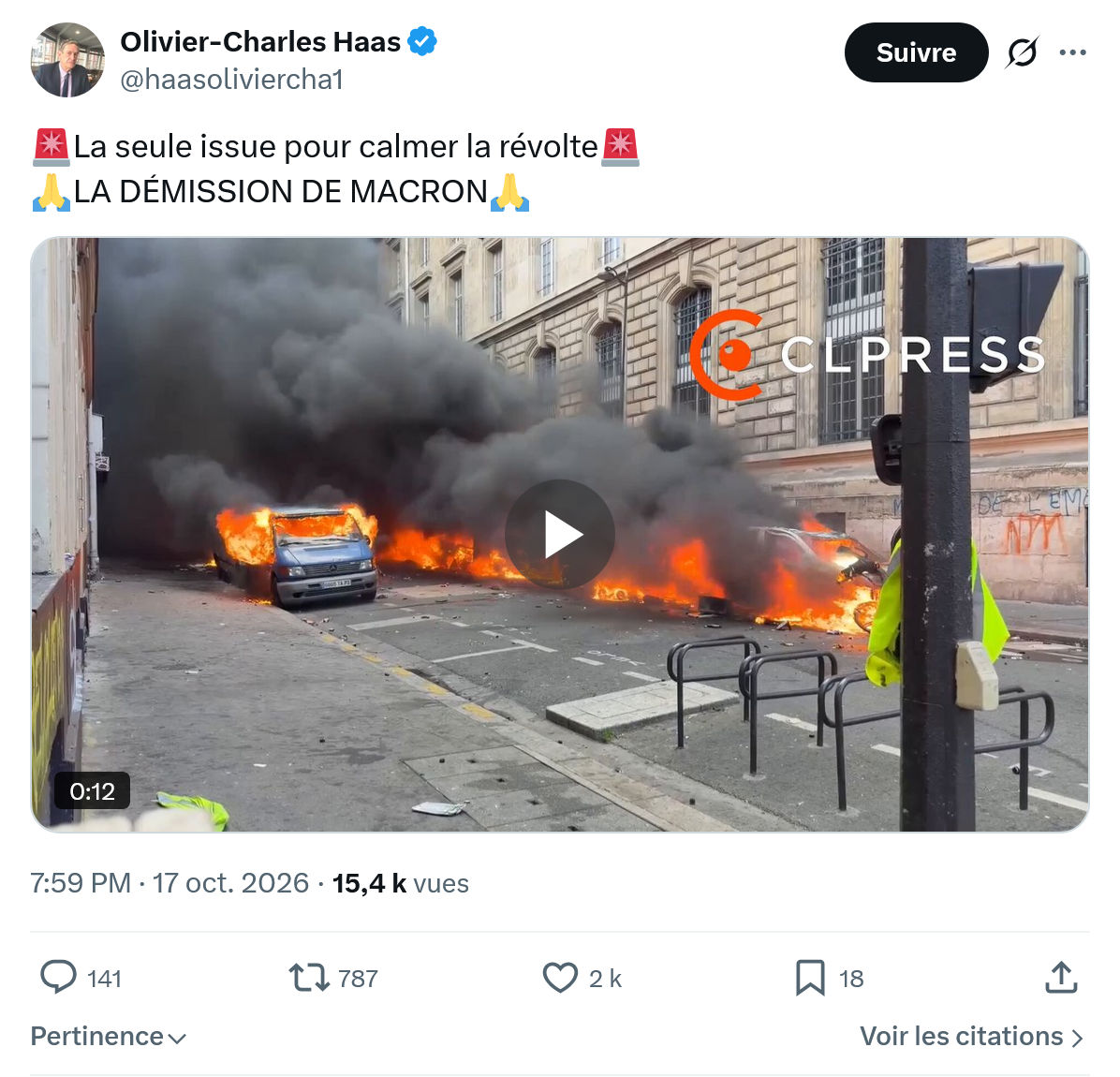Olivier-Charles Haas: La seule issue pour calmer...