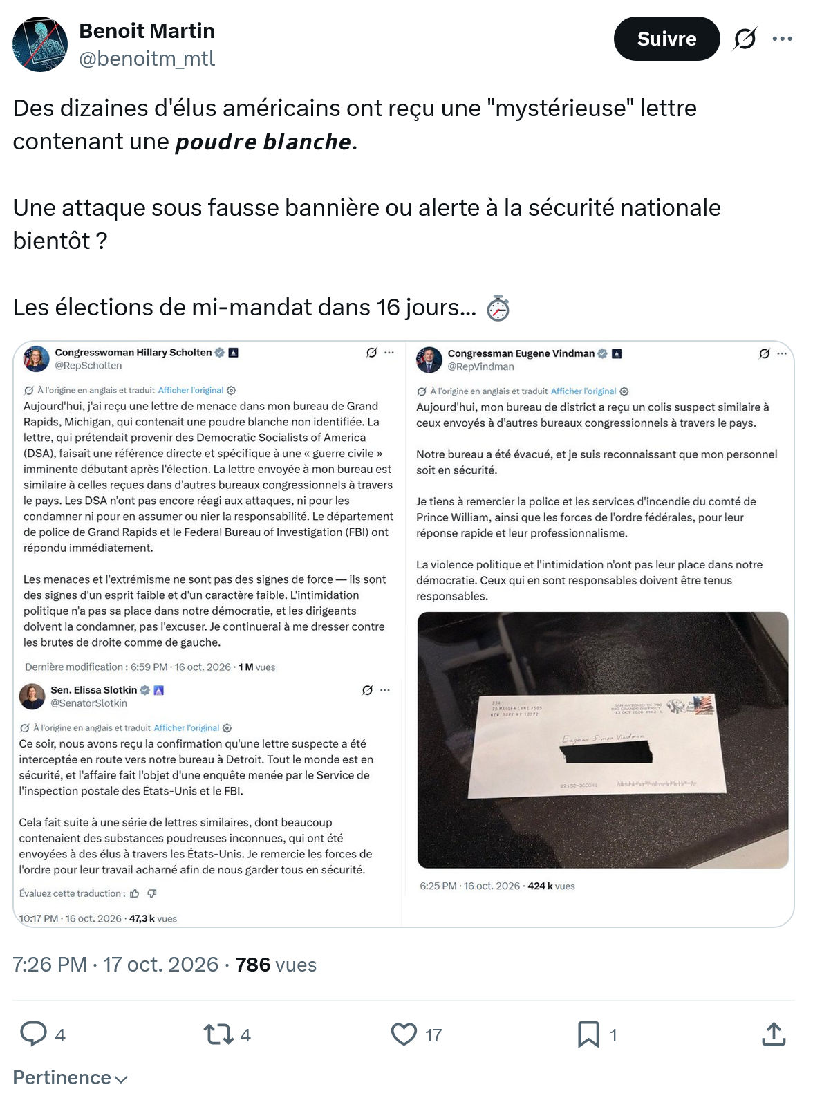 Benoît Martin: Des dizaines d'élus américains...