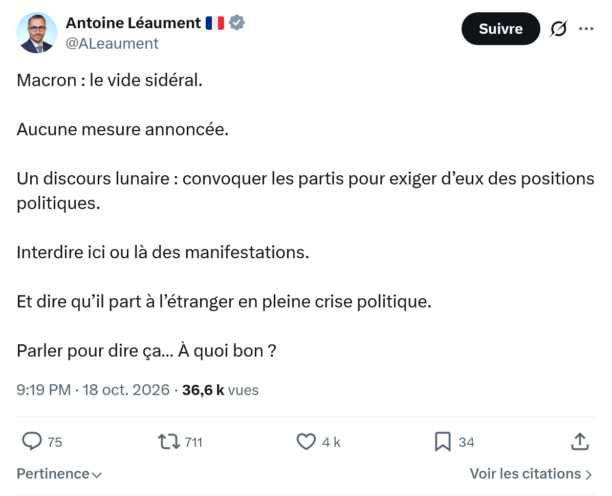Antoine Léaument: Macron : le vide sidéral...